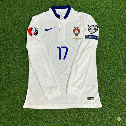 Nani Portugal EURO 2016 White Long Sleeve Retro Football Jersey