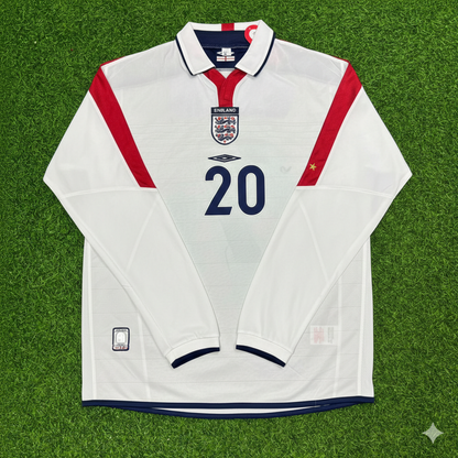 Kieran Dyer England EURO 2004 Long Sleeve Home Retro Football Jersey