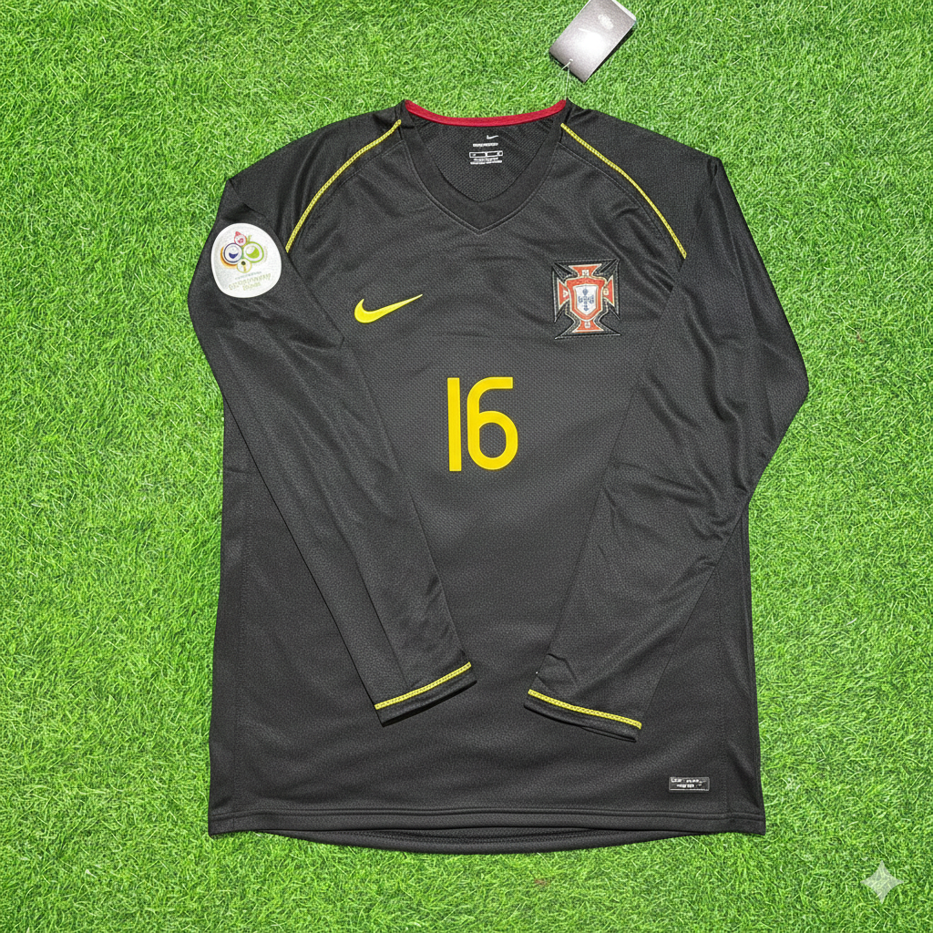 Ricardo Carvalho Portugal 2006 World Cup Long Sleeve Black Retro Football Jersey