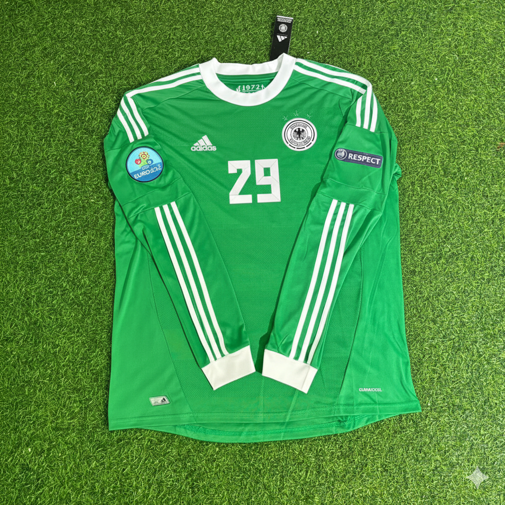 Per Mertesacker Deutschland EURO 2012 Langarm Grünes Retro-Fußballtrikot