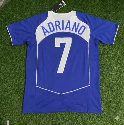 Adriano Brazil 2004 Blue Retro Football Jersey Kit