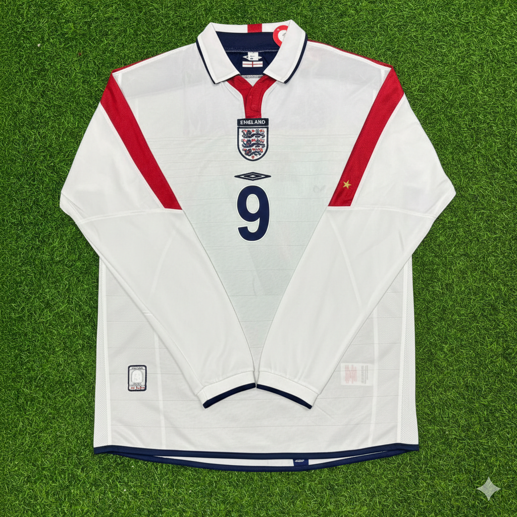 Wayne Rooney EURO 2004 Long Sleeve Home Retro Football Jersey