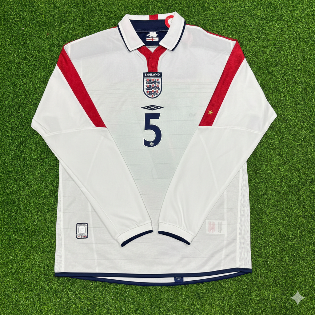 John Terry England EURO 2004 Long Sleeve Home Retro Football Jersey