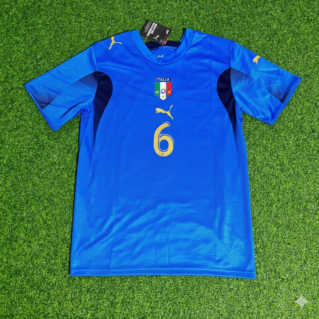 Andrea Barzagli 6 - Italy 2006 World Cup Final Retro Jersey Maillot Trikot Maglia Soccer Shirt