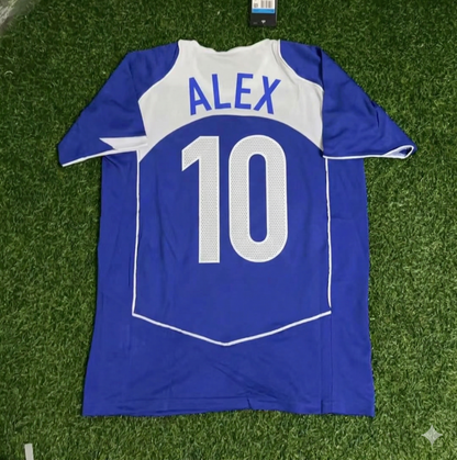 Alex de Souza Brazil 2004 Blue Retro Football Jersey Kit