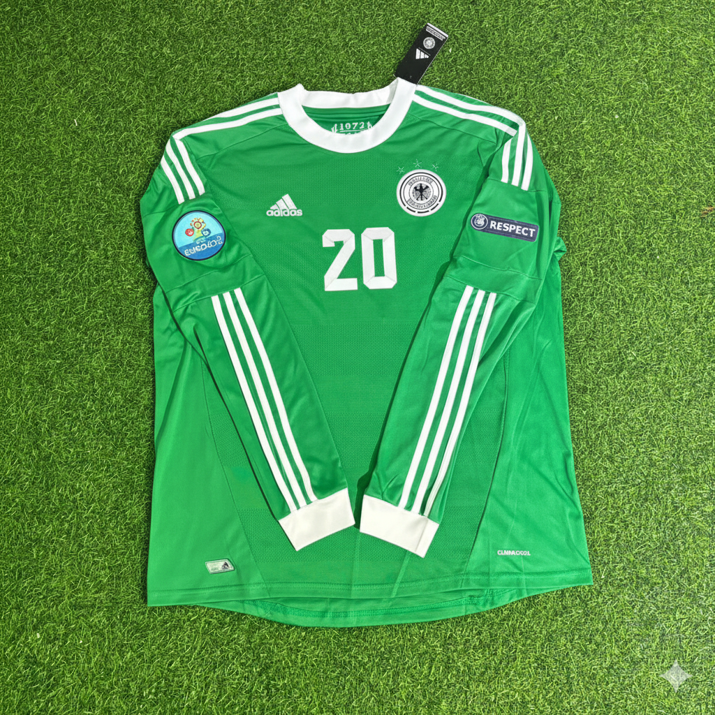 Jerome Boateng Germany EURO 2012 Long Sleeve Green Retro Football Jersey
