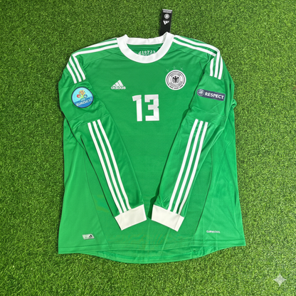 Thomas Müller Germany EURO 2012 Long Sleeve Green Retro Football Jersey