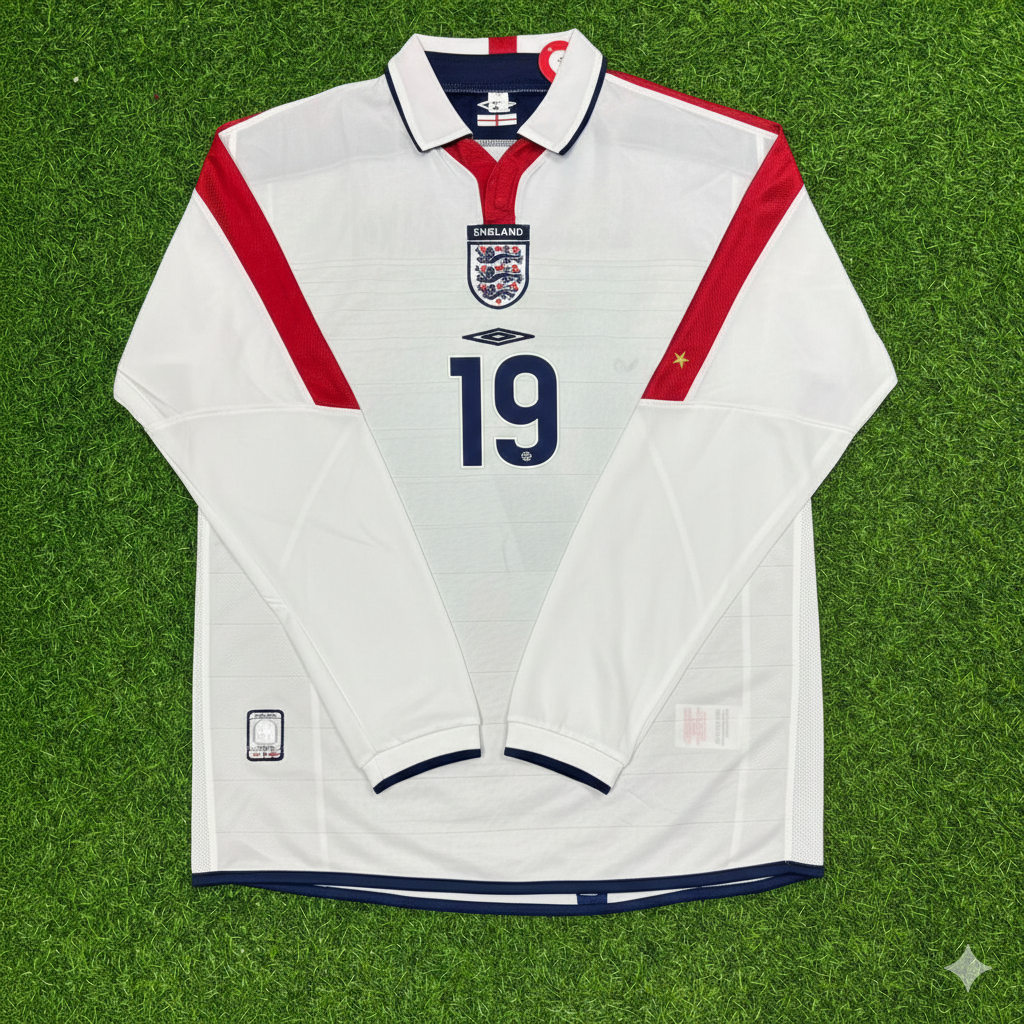 Joe Cole England EURO 2004 Long Sleeve Home Retro Football Jersey