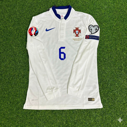 Maillot de foot rétro à manches longues blanc Ricardo Carvalho Portugal EURO 2016
