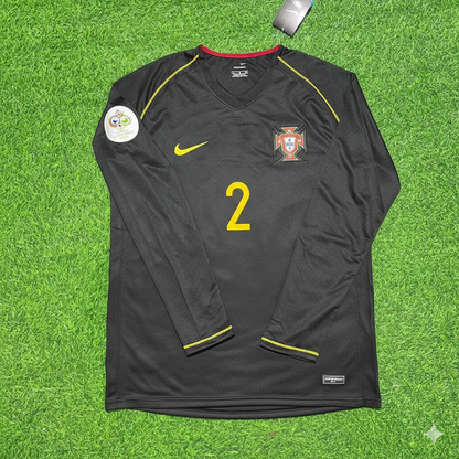 Paulo Ferreira Portugal 2006 World Cup Long Sleeve Black Retro Football Jersey