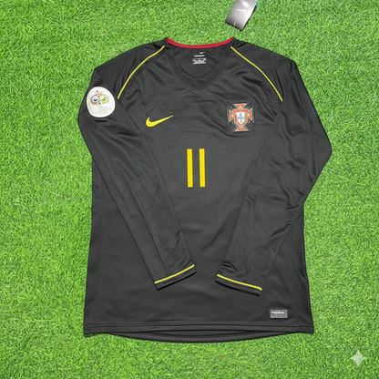 Simão Sabrosa Portugal 2006 World Cup Long Sleeve Black Retro Football Jersey