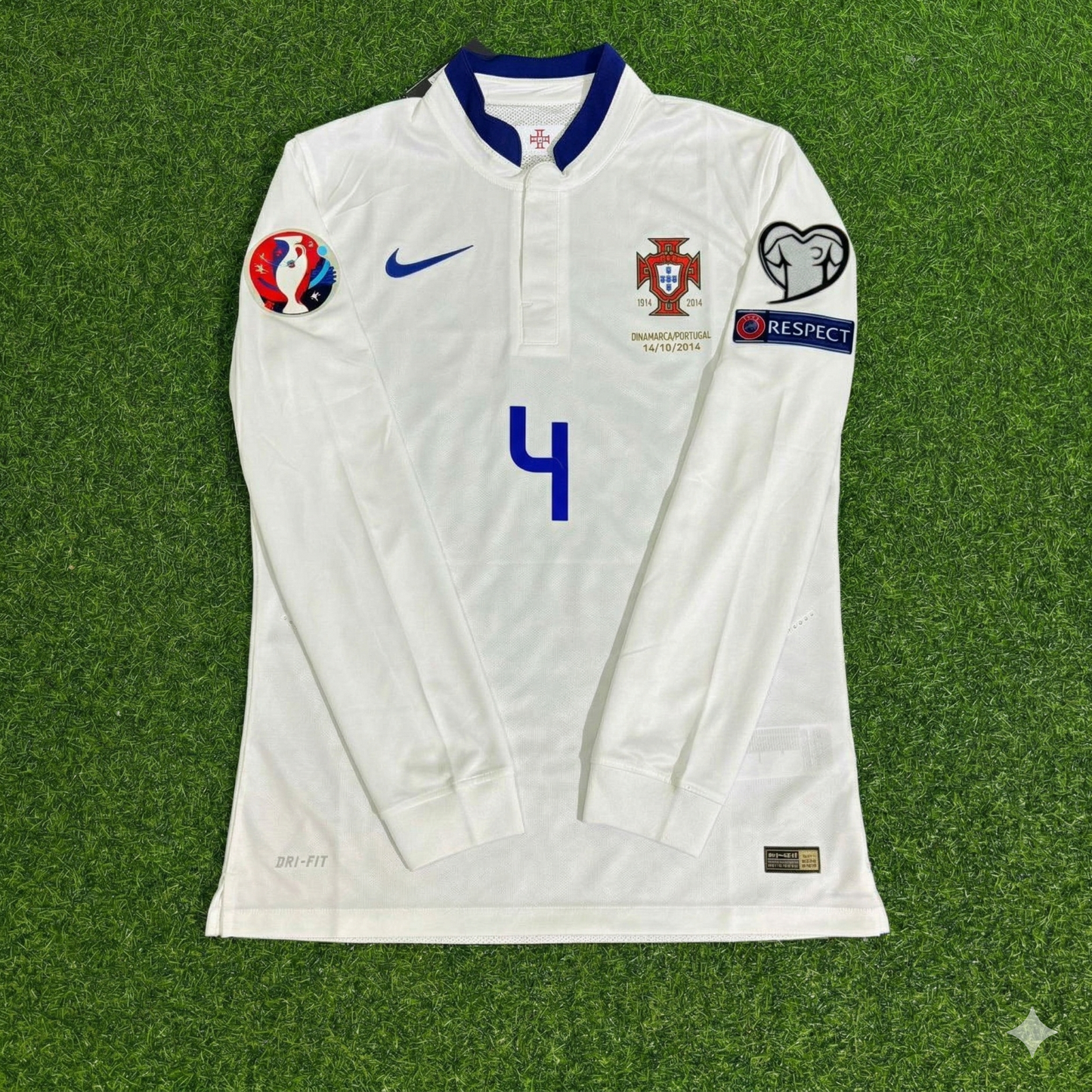 Jose Fonte Portugal EURO 2016 White Long Sleeve Retro Football Jersey