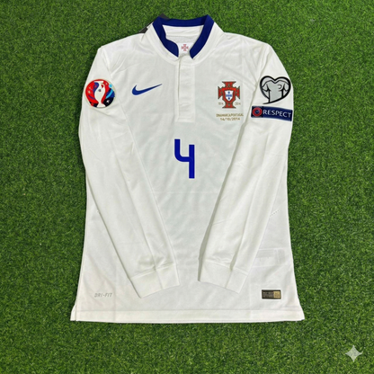 Jose Fonte Portugal EURO 2016 White Long Sleeve Retro Football Jersey