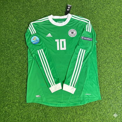 Lukas Podolski Germany EURO 2012 Long Sleeve Green Retro Football Jersey