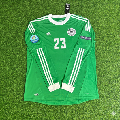 Mario Gomez Deutschland EURO 2012 Langarm Grünes Retro-Fußballtrikot