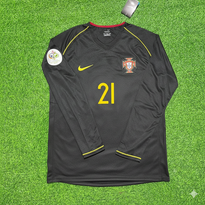Nuno Gomes Portugal 2006 World Cup Long Sleeve Black Retro Football Jersey