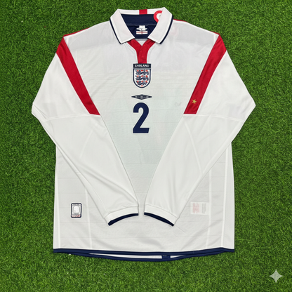 Gary Neville England EURO 2004 Long Sleeve Home Retro Football Jersey