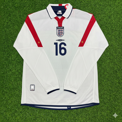 Jamie Carragher England EURO 2004 Long Sleeve Home Retro Football Jersey