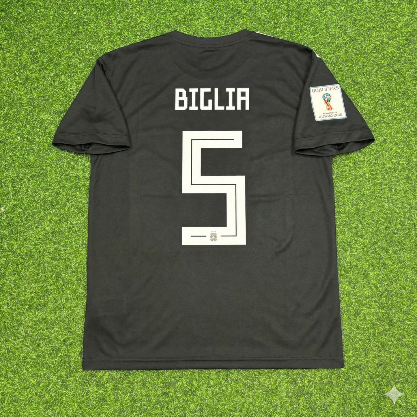 Lucas Biglia Argentina 2018 World Cup Black Retro Football Jersey