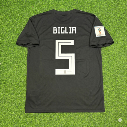 Lucas Biglia Argentina 2018 World Cup Black Retro Football Jersey
