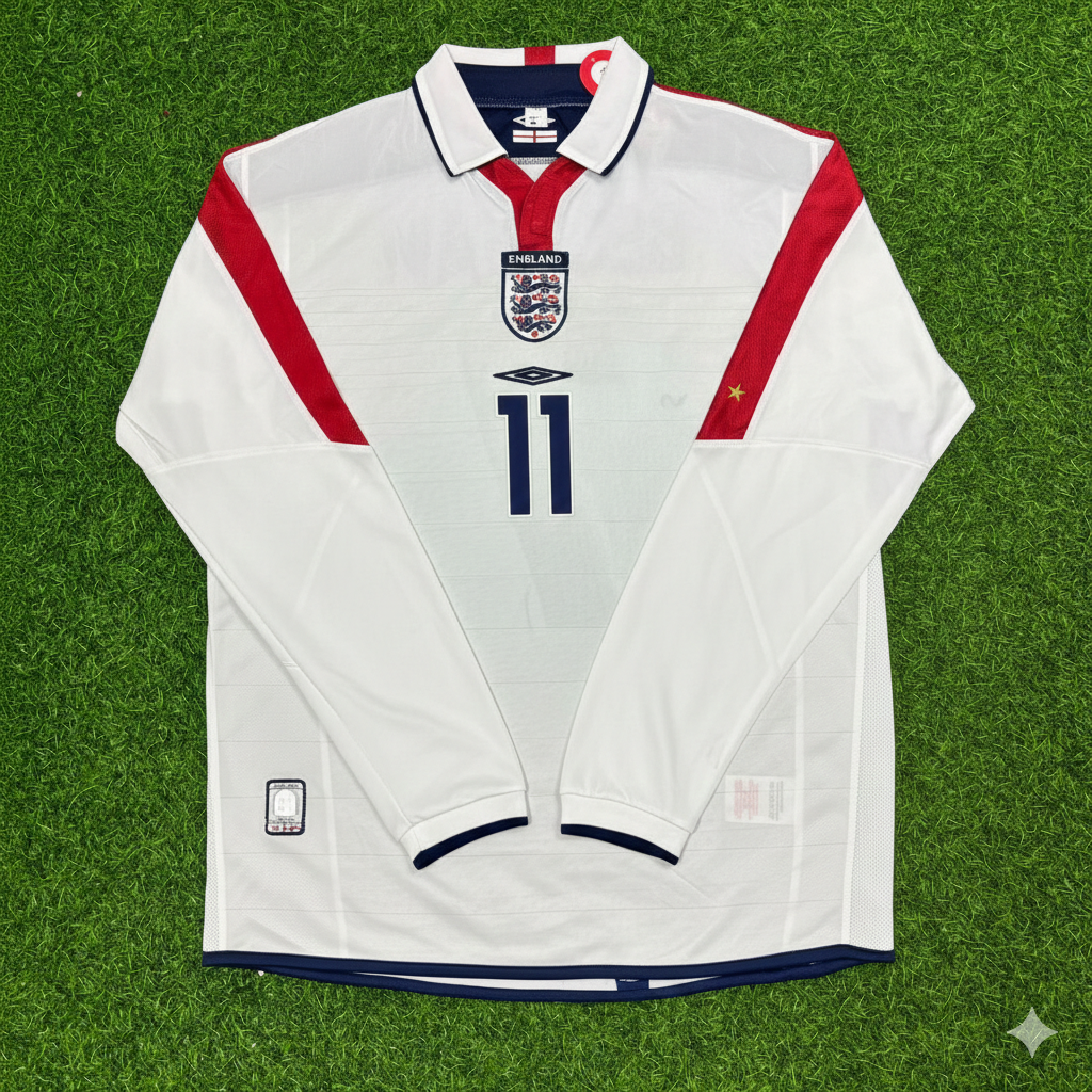 Frank Lampard England EURO 2004 Long Sleeve Home Retro Football Jersey