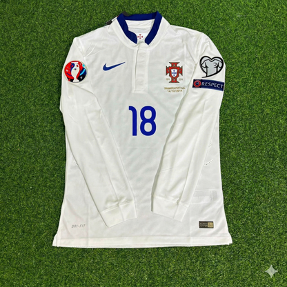 Rafa Silva Portugal EURO 2016 White Long Sleeve Retro Football Jersey