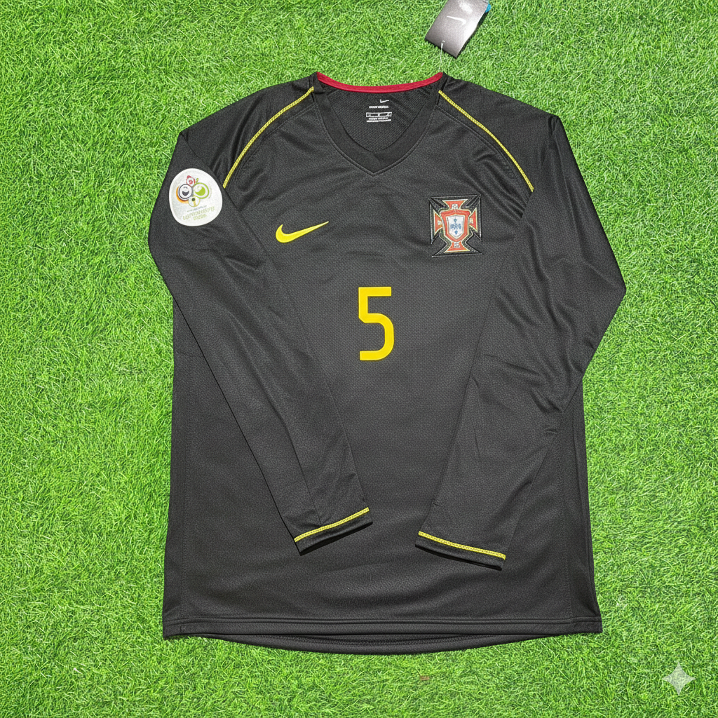 Fernando Meira Portugal 2006 World Cup Long Sleeve Black Retro Football Jersey