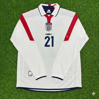 Emile Heskey England EURO 2004 Long Sleeve Home Retro Football Jersey