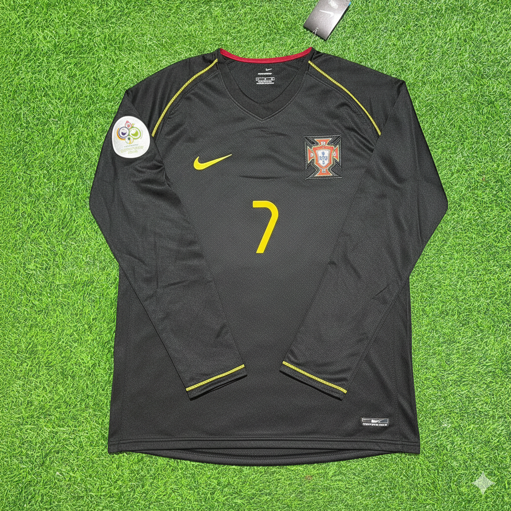 Luis Figo Portugal 2006 World Cup Long Sleeve Black Retro Football Jersey