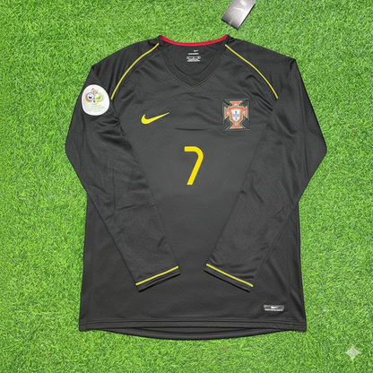 Luis Figo Portugal 2006 World Cup Long Sleeve Black Retro Football Jersey