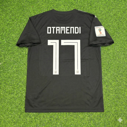 Maillot de football rétro noir Nicolas Otamendi Argentine Coupe du Monde 2018