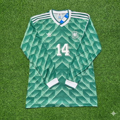 Thomas Berthold Germany 1990 World Cup Green Long Sleeve Football Jersey