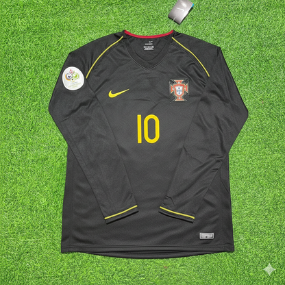 Hugo Viana Portugal 2006 World Cup Long Sleeve Black Retro Football Jersey