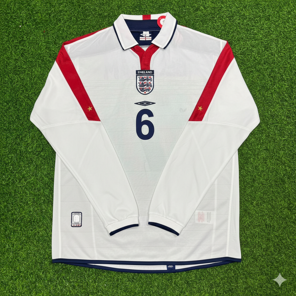 Sol Campbell England EURO 2004 Long Sleeve Home Retro Football Jersey