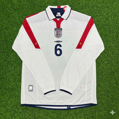Sol Campbell England EURO 2004 Long Sleeve Home Retro Football Jersey