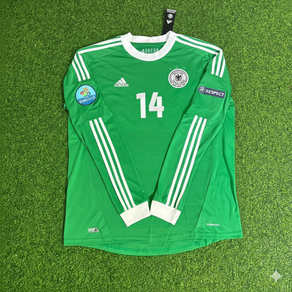 Benedikt Höwedes Germany EURO 2012 Long Sleeve Green Retro Football Jersey