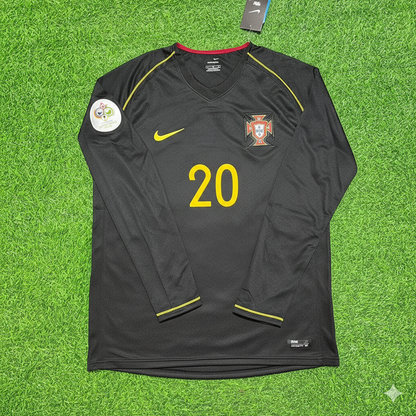 Deco Portugal 2006 World Cup Long Sleeve Black Retro Football Jersey