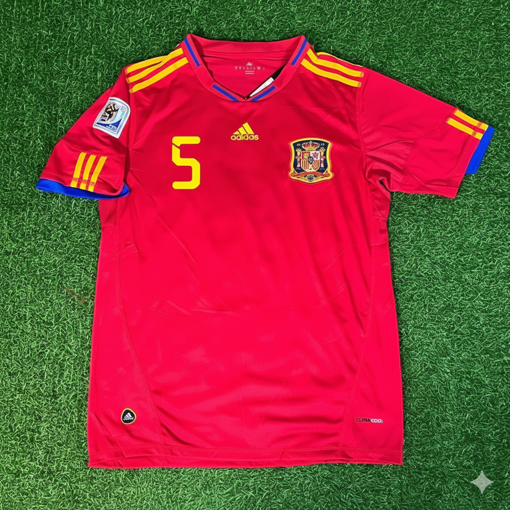 Carles Puyol 5 – Spain 2010 World Cup Retro Kit Jersey – | Trikot | Maillot Soccer Shirt