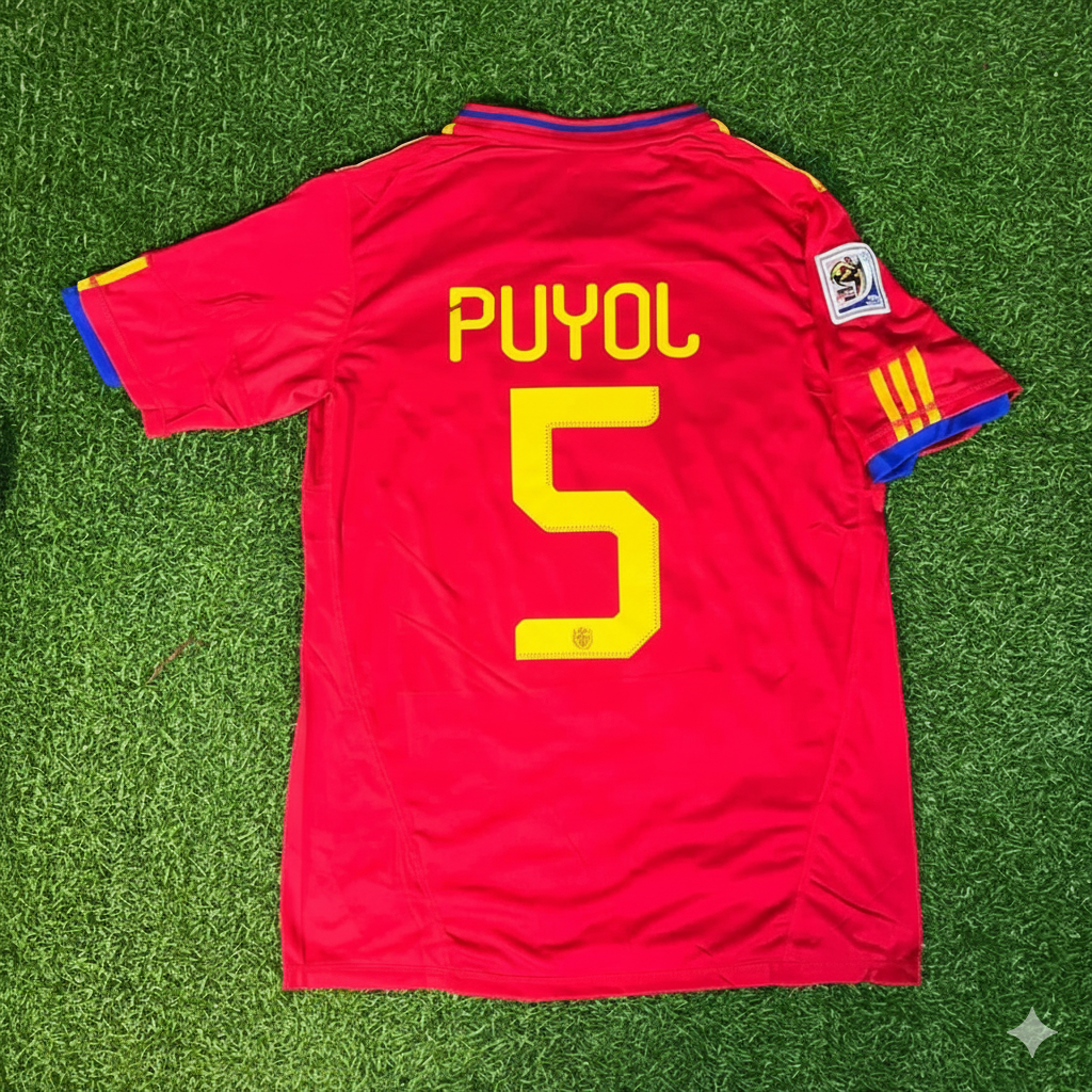 Carles Puyol 5 – Spain 2010 World Cup Retro Kit Jersey – | Trikot | Maillot Soccer Shirt