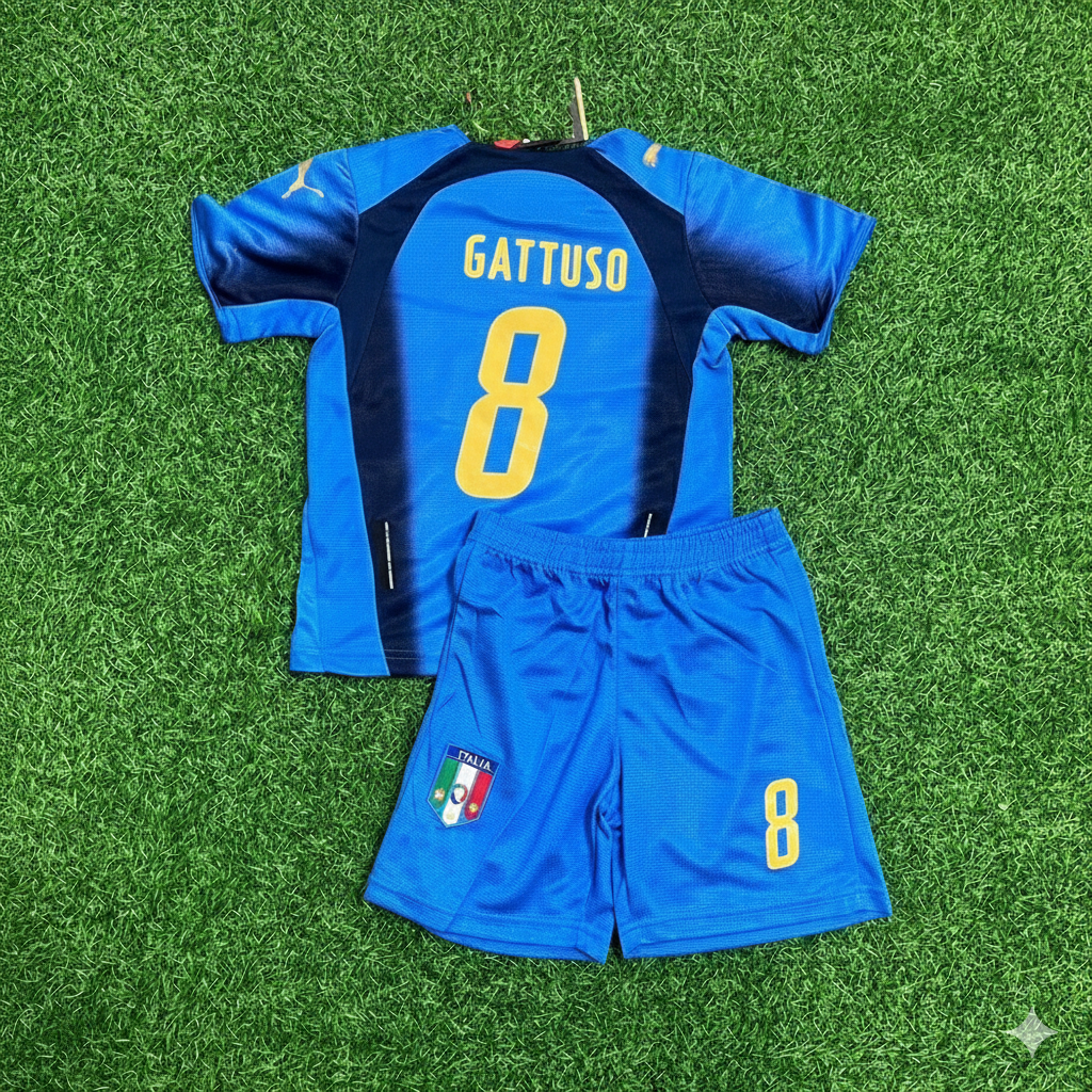 Gennaro Gattuso 8 - Italien 2006 WM-Finale Retro Kinder-Trikot Maillot Kinder Trikot Maglia Fußballshirt