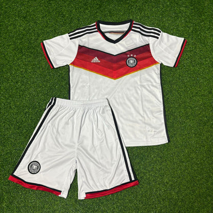 Germany Deutschland 2014 World Cup White Retro Kids Kit Jersey Trikot Maillot Soccer Shirt
