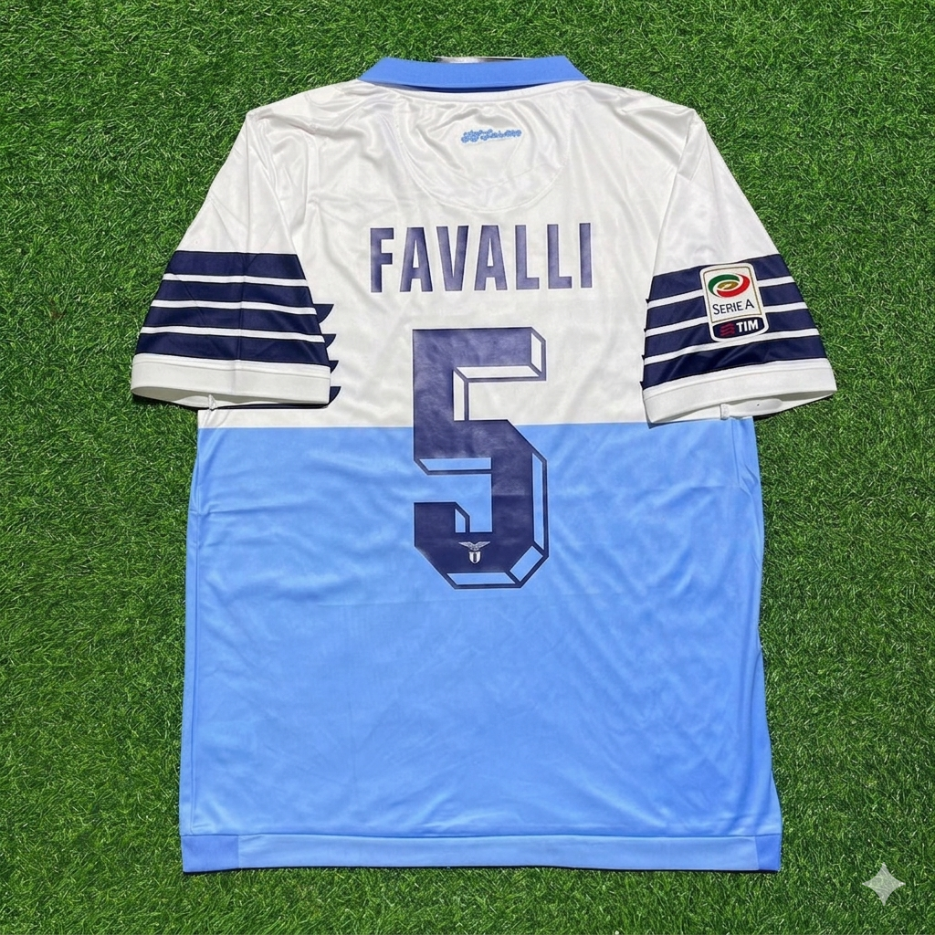 Giuseppe Favalli #5 Lazio White Blue Retro Home Football Jersey