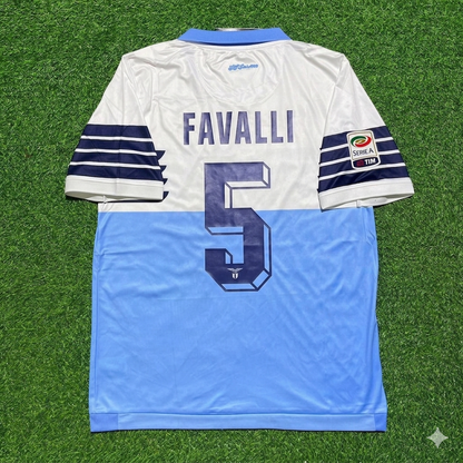 Giuseppe Favalli #5 Lazio White Blue Retro Home Football Jersey