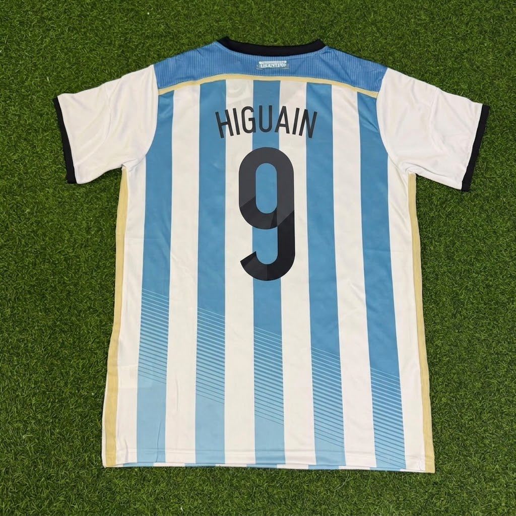 Gonzalo Higuain Argentina 2014 World Cup Home Retro Jersey Trikot Soccer Shirt