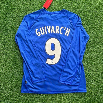 Stephane Guivarc'h Auxerre Blue Long Sleeve Retro Jersey Maillot
