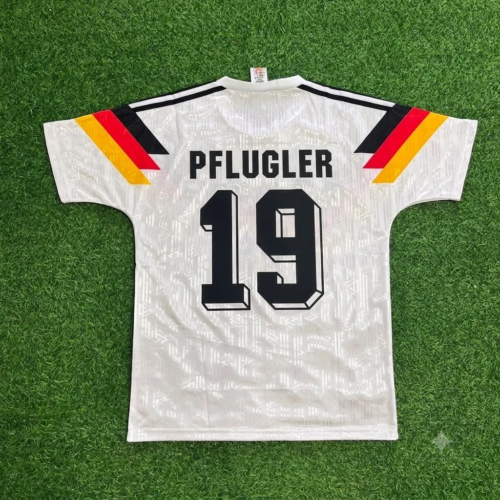 Hans Pflügler Germany 1990 World Cup Retro Football Jersey Kit