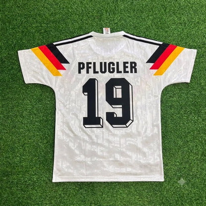 Hans Pflügler Germany 1990 World Cup Retro Football Jersey Kit