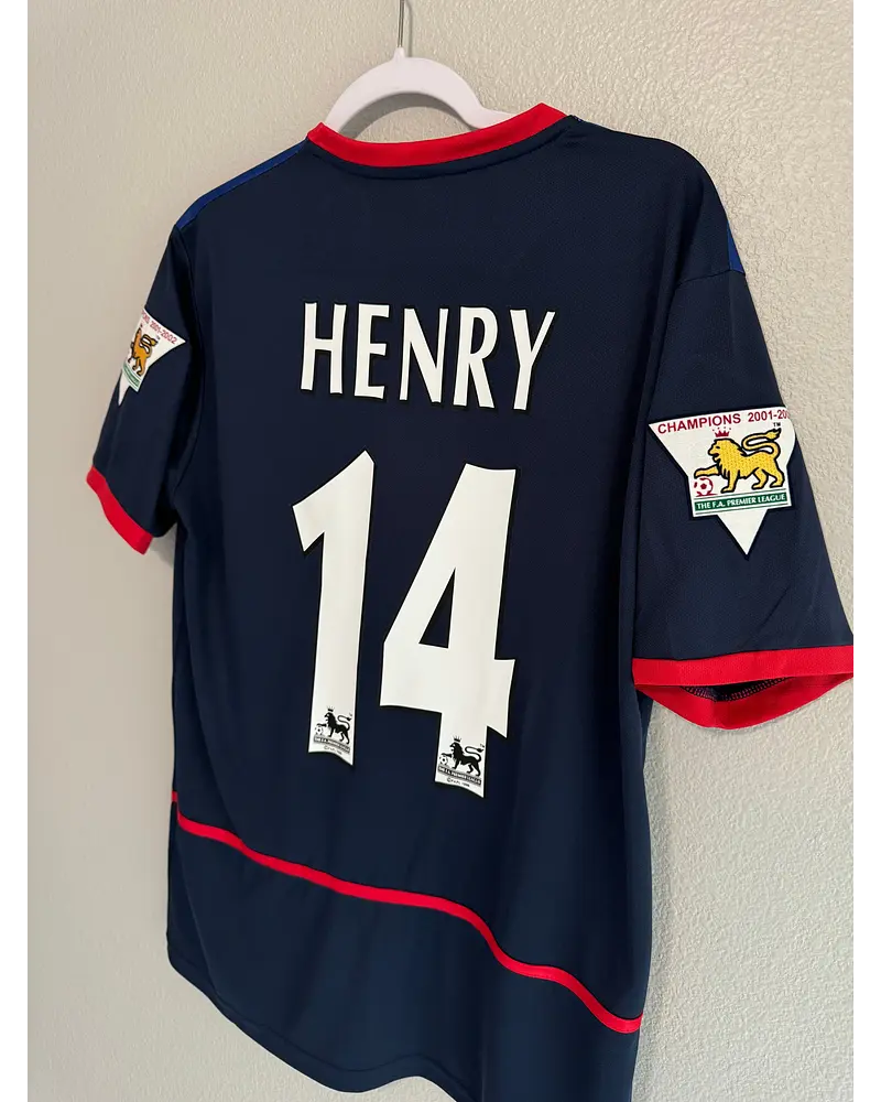 Thierry Henry Arsenal 2002-2003 Black Blue o2 Retro Kit Jersey Trikot Maglia Camiseta