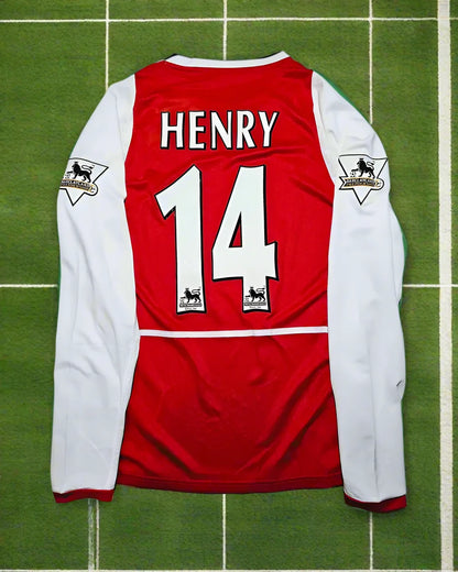 Thierry Henry 14 - Arsenal Home o2 2002 Retro Long Sleeve  Kit Jersey Trikot Maglia