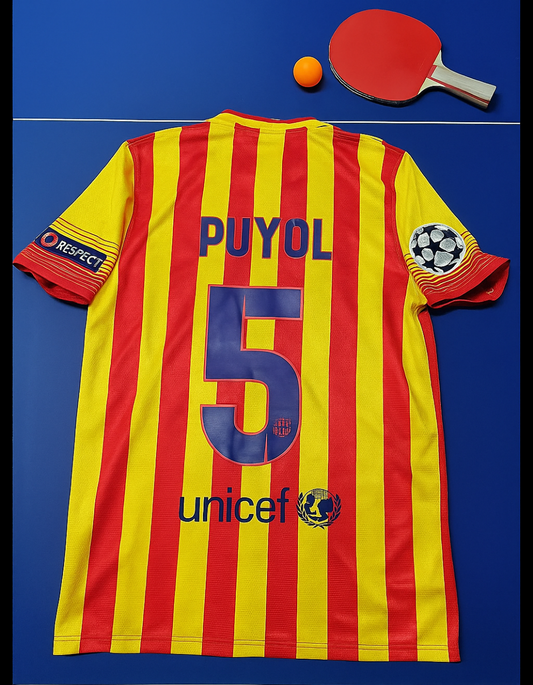 Carles Puyol 5 – Barcelona 2013/2014 Gelb-Rotes Retro-Trikot